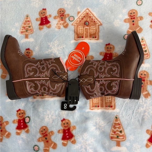 ❤️Kids Brown and Pink Cowboy Boots New Size 8 Wonder Nation - Picture 13 of 16